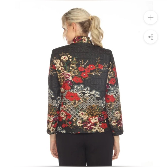 Moonlight Floral Print Short Jacket Red multicolor approximate size medium - Picture 2 of 7